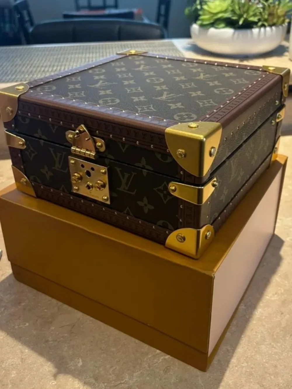 Louis Vuitton Jewelry Case with Burgundy Lining and Gold Hardware